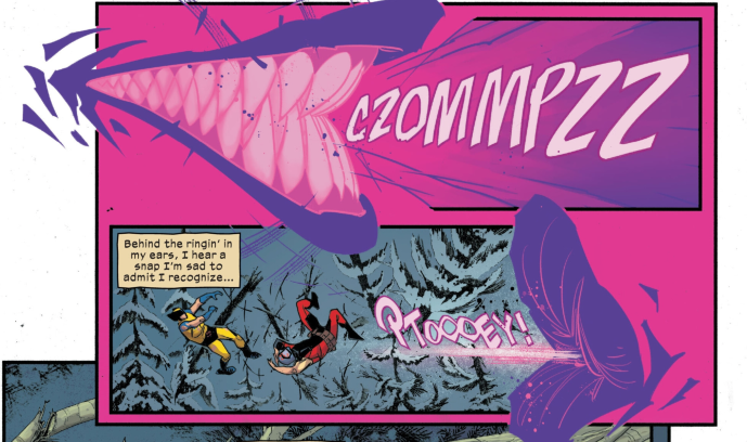 Sound Effect of the Week:
CZOMMPZZ
PTOOOEY!
From Deadpool Wolverine World War III #2