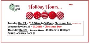 2024 Holiday Hours