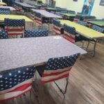 The decorations are going up. We've got the event room ready with some patriotism. Don't forget the FREE holiday dice on Friday July 4th. And if you want to be in our 4th of July parade (and have costume) , contact us.