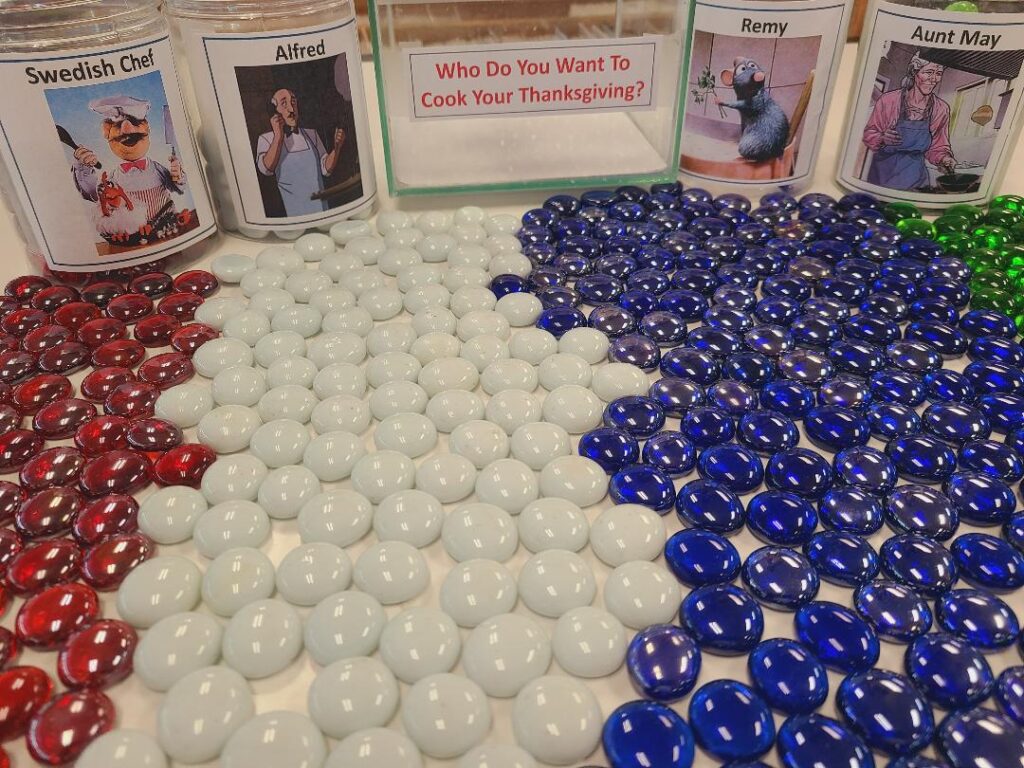 Your votes are in, and you want a rat to cook your Thanksgiving meal.  A talented rat to be sure, but still a rodent.  I'm sure the meal would be worth it.
 Who Do You Want to Cook Your Thanksgiving?	
51%	Remy
21%	Alfred
19%	Swedish Chef
9%	Aunt May

Thanks to all who voted, and shared their thinking of their choices.   Happy Holidays from CQ staff.